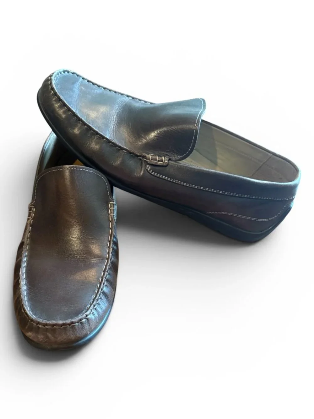 ECCO Brown Leather Loafers Men's EU 46 US 11.5 Slip-On Moc Toe Comfort Shoes